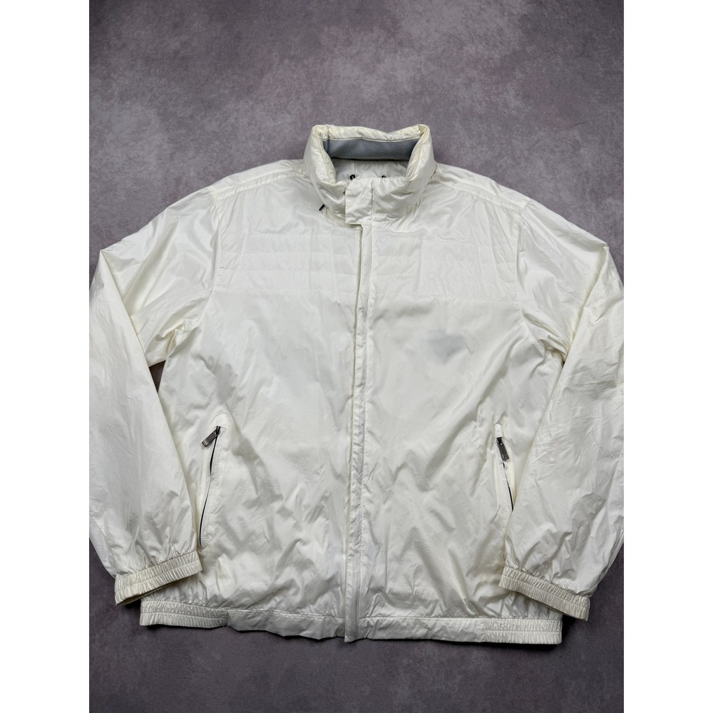 Zegna Sport Light Shell Project Jacket Mens L Ivory Packable Hooded Windbreaker